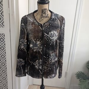 Frank Lyman Design Black and Brown Floral Jacket